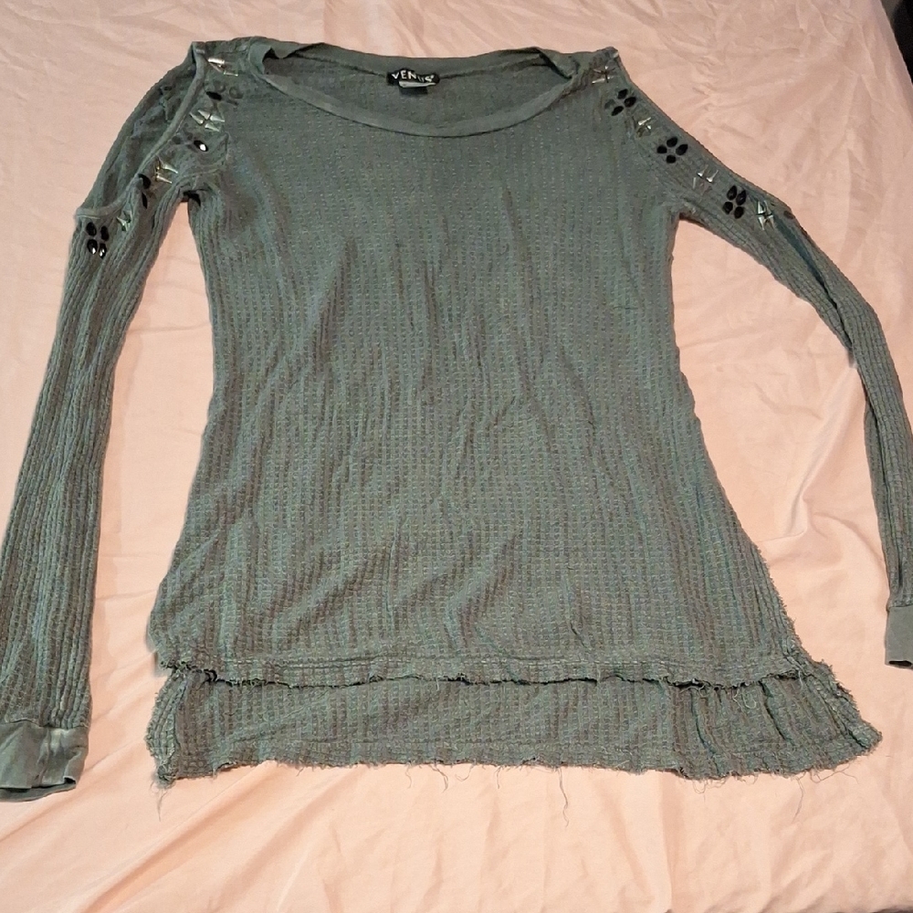 Vince Textured Olive Long Sleeve Top